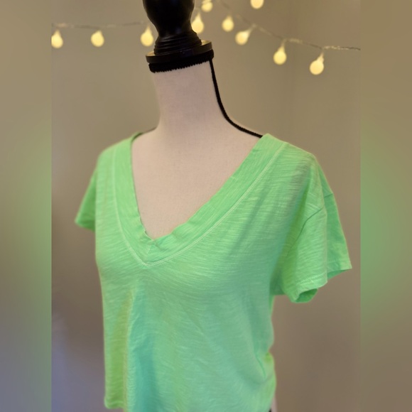 Pilcro Tops - 🌾 Pilcro Neon Green Crop Burnout T-Shirt